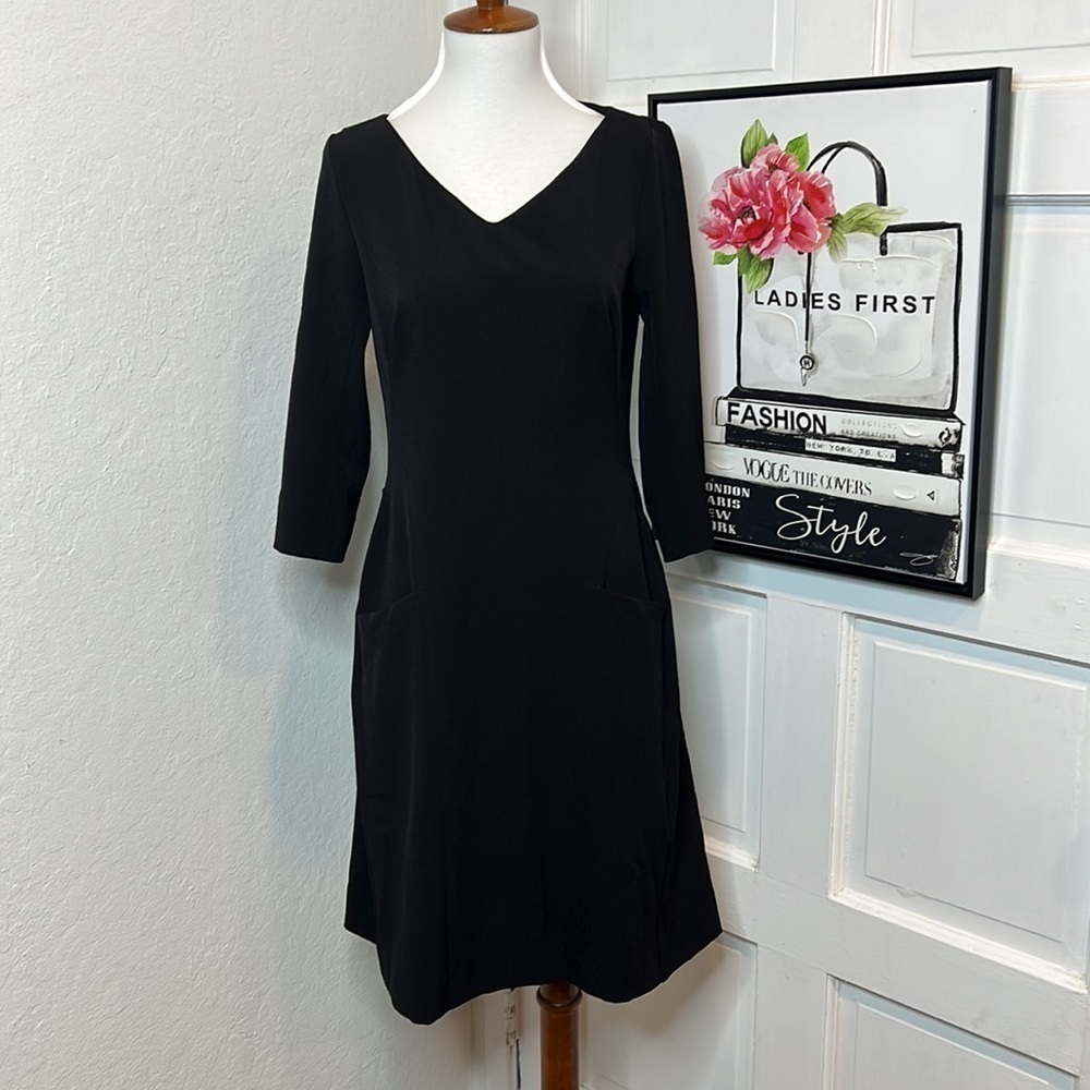 MM Lafleur Black Front Pocket 3/4 Sleeve Dress Size 6